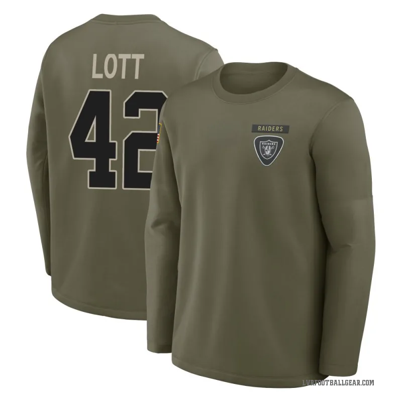 Ronnie Lott Youth Olive Las Vegas Raiders 2025 Salute to Service Sideline Coaches Long Sleeve T-Shirt