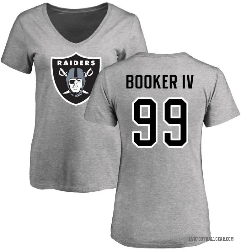 Thomas Booker IV Women's Ash Las Vegas Raiders Logo Slim Fit T-Shirt -