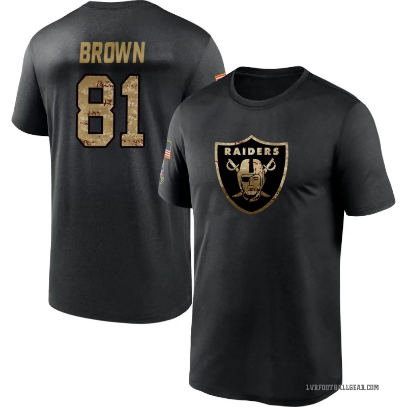 Tim Brown Men's Black Las Vegas Raiders 2020 Salute To Service Performance T-Shirt