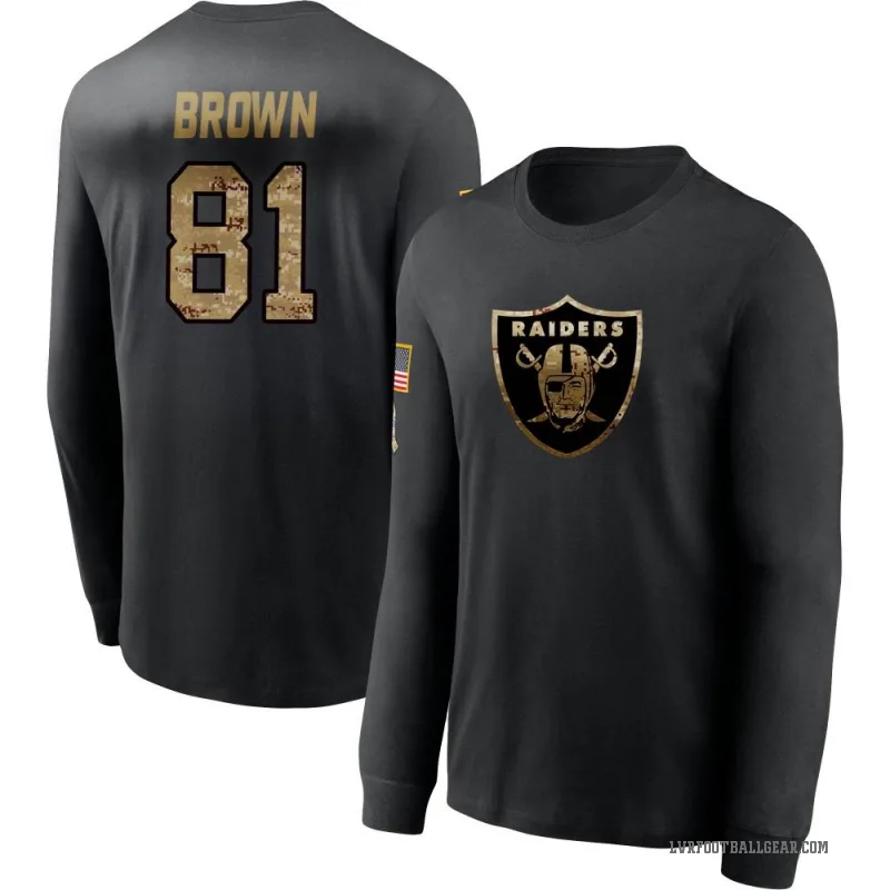 Tim Brown Men's Black Las Vegas Raiders 2020 Salute To Service Sideline Performance Long Sleeve T-Shirt