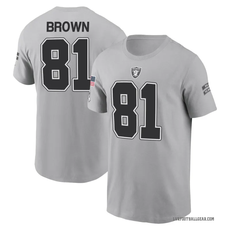Tim Brown Men's Brown Las Vegas Raiders Gray 2024 Salute to Service T-Shirt