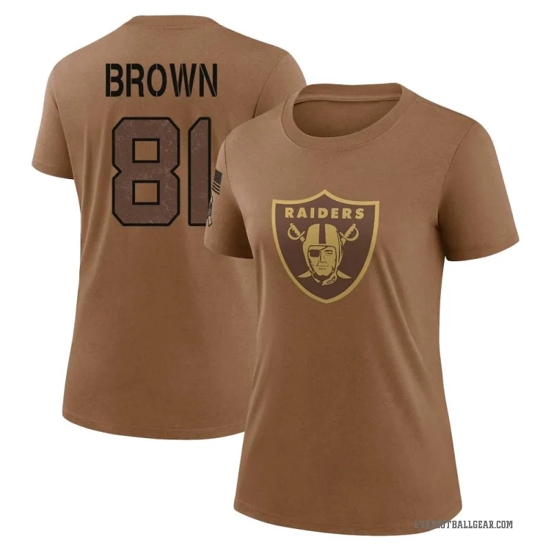 Tim Brown Women's Brown Las Vegas Raiders 2023 Salute To Service Performance T-Shirt
