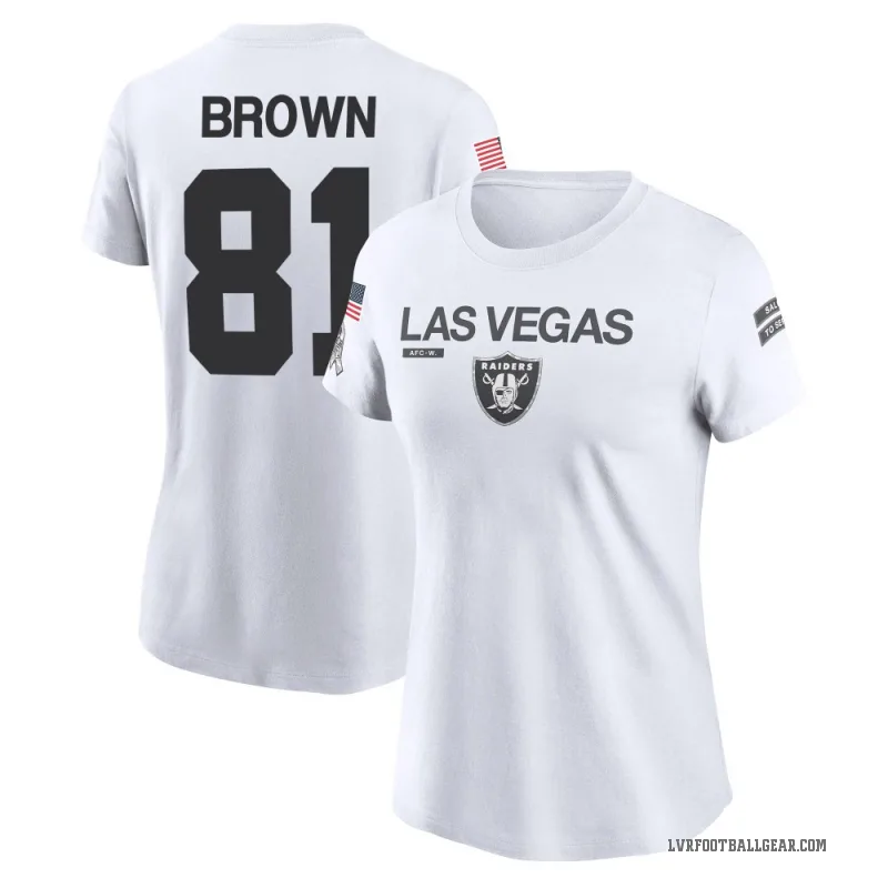 Tim Brown Women's White Las Vegas Raiders 2024 Salute to Service Performance T-Shirt