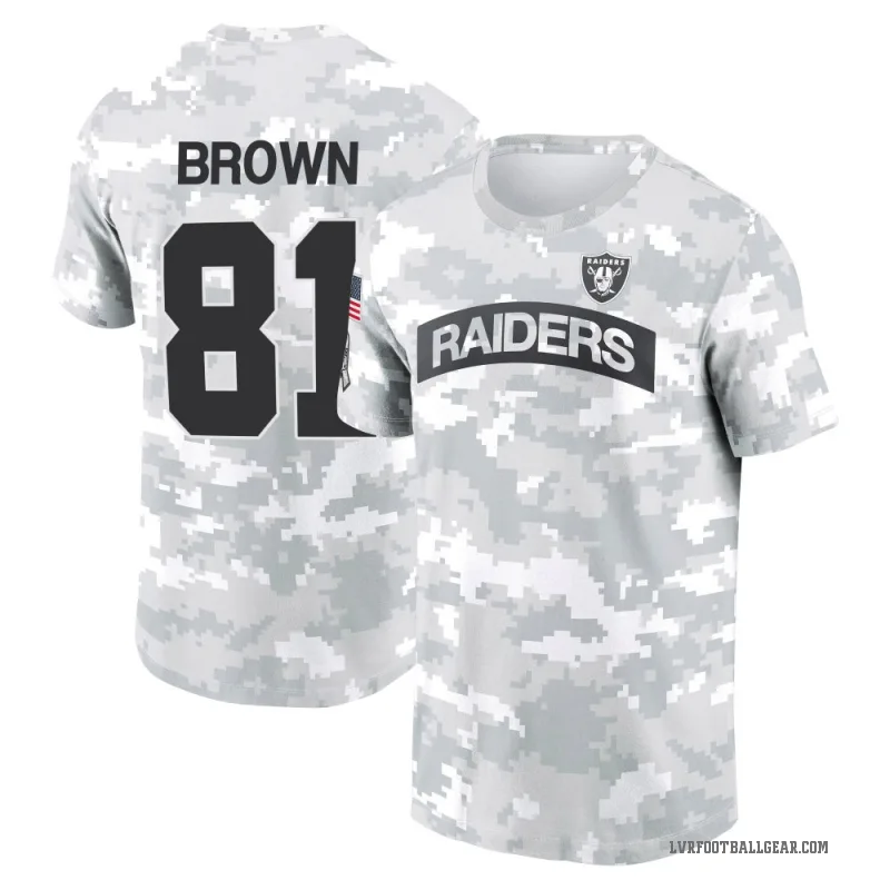 Tim Brown Youth Brown Las Vegas Raiders Arctic Camo 2024 Salute to Service Performance T-Shirt