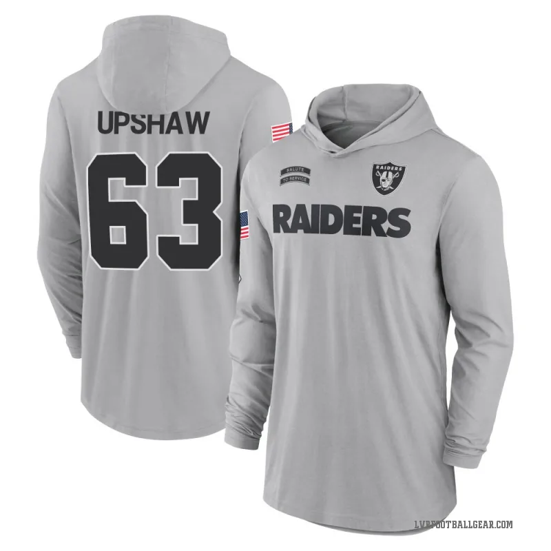 Wilson Gene Upshaw Youth Gray Las Vegas Raiders 2024 Salute to Service Lightweight Performance Long Sleeve Hooded T-Shirt
