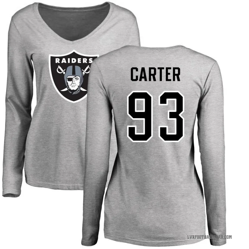 Zach Carter Women's Ash Las Vegas Raiders Logo Slim Fit Long Sleeve T-Shirt -