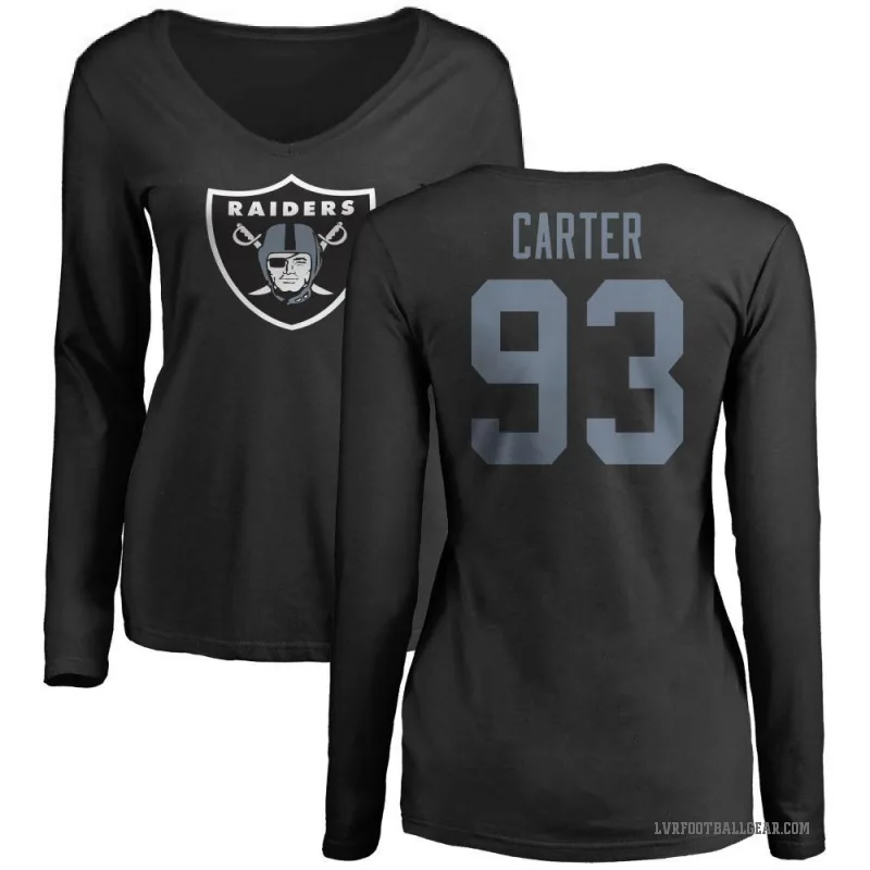 Zach Carter Women's Black Las Vegas Raiders Logo Slim Fit Long Sleeve T-Shirt -
