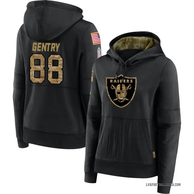 Zach Gentry Women's Black Las Vegas Raiders 2020 Salute to Service Sideline Performance Pullover Hoodie